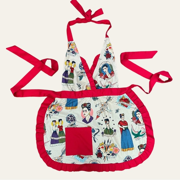Frida Kahlo Rockabilly Pin-Up Kitchen Apron - Picture 4 of 12